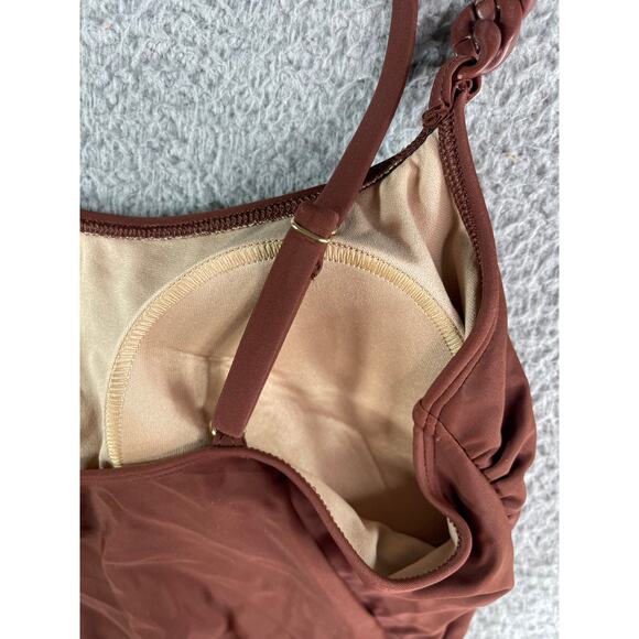 Kona Sol Swimsuit Womens Large Brown Padded Accent One Piece Medium Coverage NWT - Picture 7 of 9